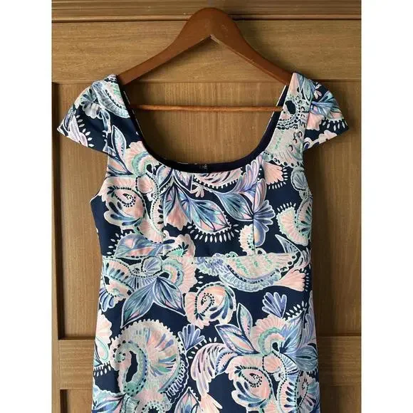 Lilly Pulitzer Laurent Dress High Tide Navy Holy Flockamolie Women’s size 2 - Picture 3 of 13